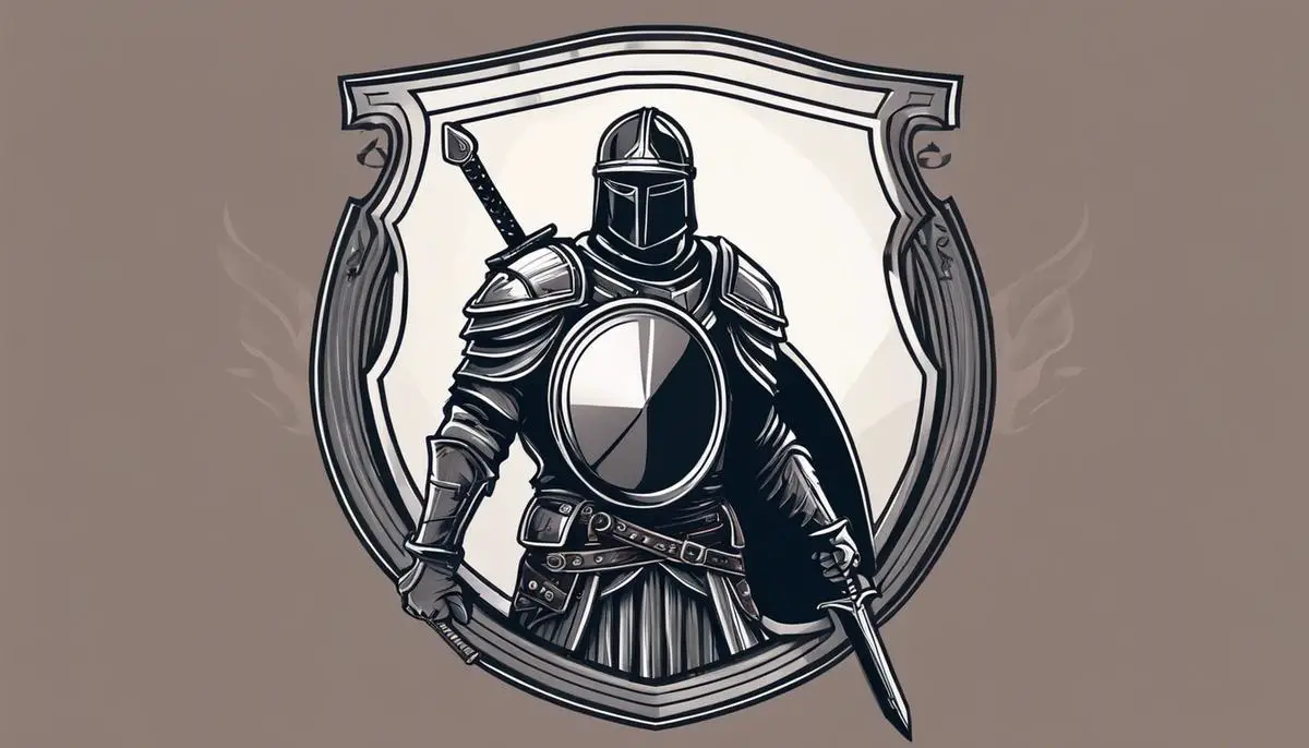 Illustration of a person holding a shield and a sword, representing the concept of put options as a shield and a weapon for investors