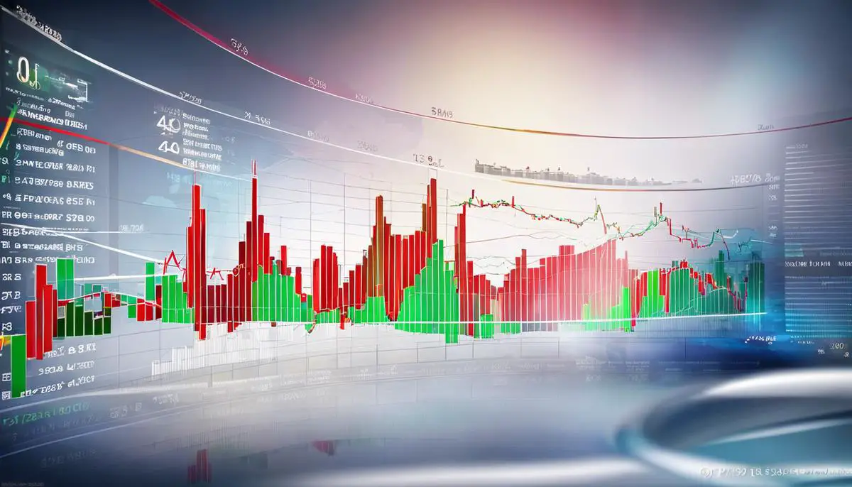 An image of stock market charts and graphs showing various trends and patterns
