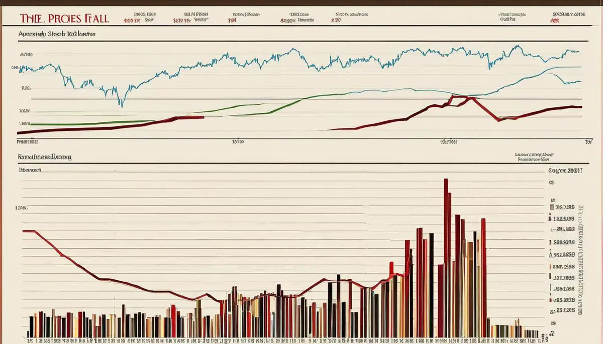 An image of a stock valuation chart showing the rise and fall of stock prices over time