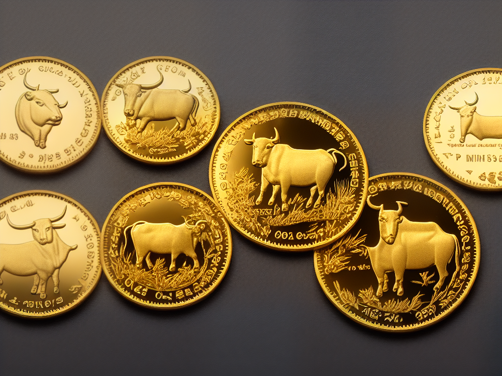 An image of a gold coin with the silhouette of a bull in the center, signifying investment success with a blue chip stock portfolio.