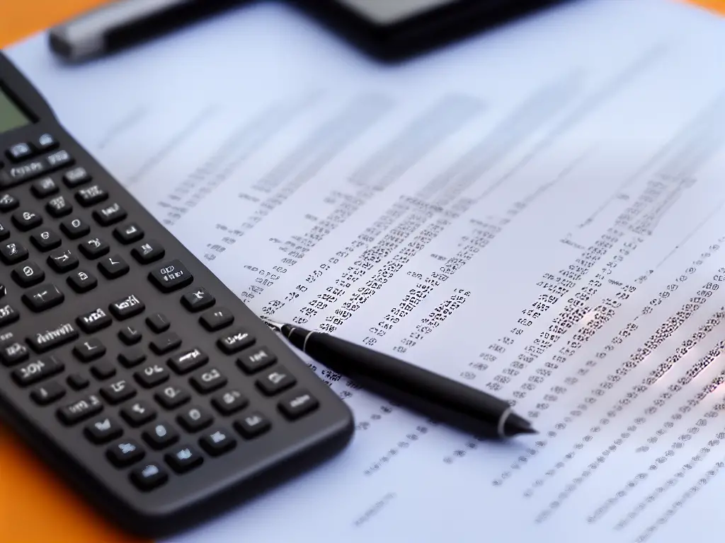 An image of a balance sheet with different columns and rows, displaying numbers and financial data.