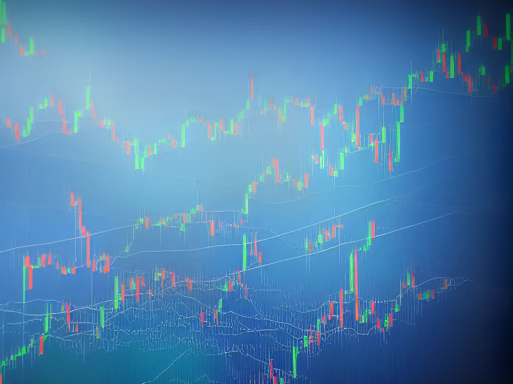 An image of a graph showing the upward, downward, and sideways market trends. The graph is labeled with annotations and is color-coded based on the different trends. The x-axis represents time, and the y-axis represents price movement.