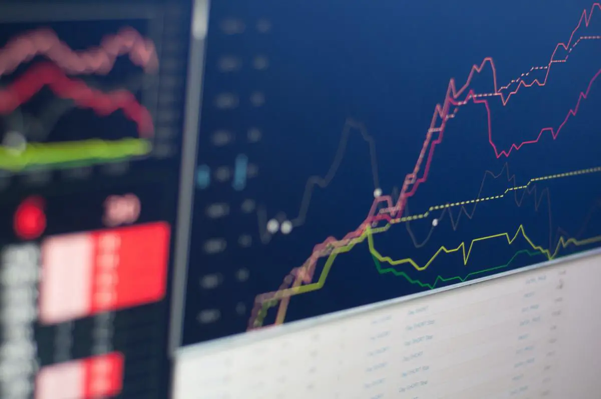 An image of a chart showing the volatile nature of stock prices, with values fluctuating wildly up and down.