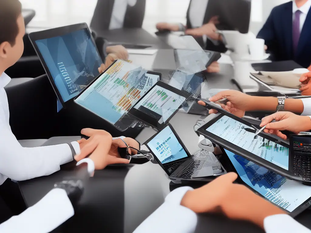 An image of different stock market participants, including brokers, dealers, market makers, and investors, working together to create a well-functioning financial system.