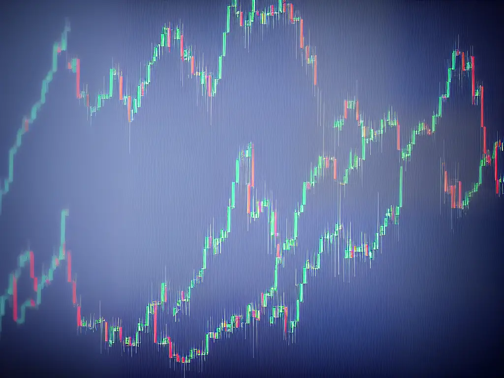 An image depicting a candlestick chart explaining how technical analysis helps traders identify trends and patterns in the stock market.